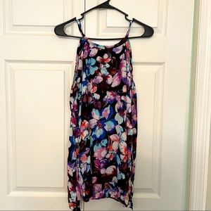 The Limited top, size Large, black and floral print, ties at back of neck